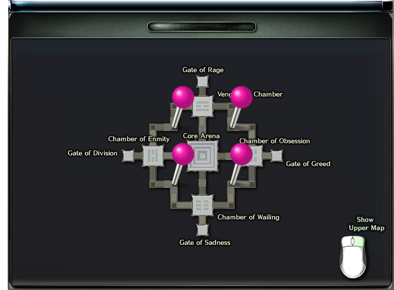 Map showing the four Cursed Seal locations with pink pins.